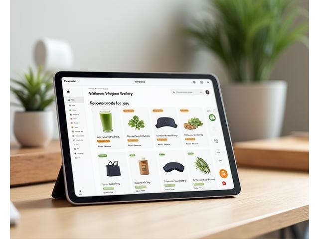 Interfaz de usuario mostrando un panel de control con productos recomendados personalizados